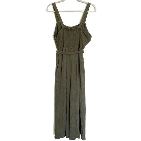 Rachel Zoe | Women's Olive Green Belted Wide Leg Crop Jumpsuit | sz 8 - Picture 3 of 6